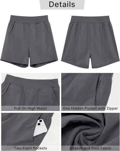 GRAPENT Hiking Shorts for Women High Waisted Pull On Athletic Casual Summer Lightweight Cooling Sport Shorts with Pocket in Saudi Arabia