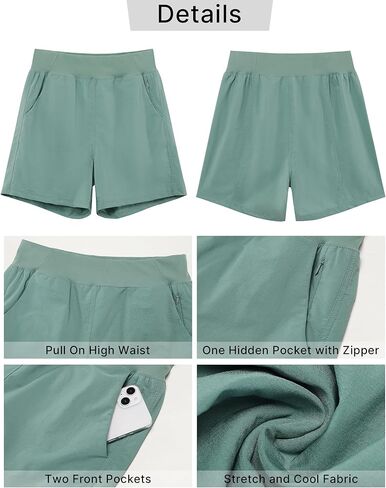 GRAPENT Hiking Shorts for Women High Waisted Pull On Athletic Casual Summer Lightweight Cooling Sport Shorts with Pocket in Saudi Arabia
