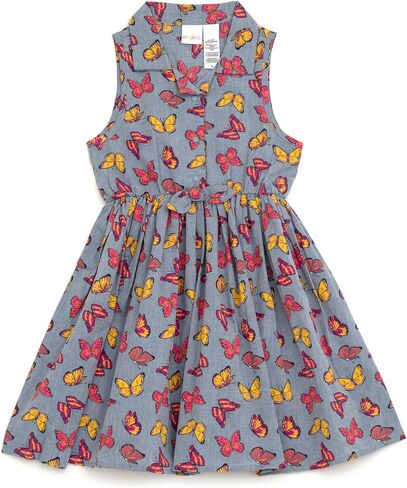 Girls Chambray Sleeveless Button Down Shirt Dress Toddler to Big Kid Sizes (2T - 16) in Kuwait