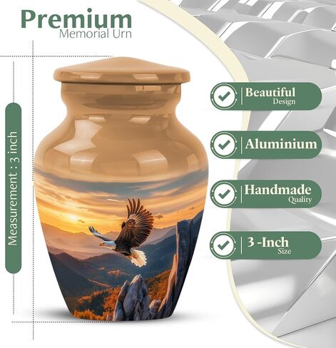 Yatskia Eagle Urn for Ashes Adult Male & Female, Mini Urns for Human Ashes Adult Man & Women, (Pack of 1, 3 Inch) in Saudi Arabia