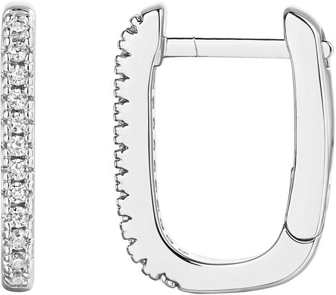 PAVOI 14K Gold Plated 925 Sterling Silver Cubic Zirconia Huggie Earrings | U-Shaped Snake Solitaire Small Round Huggie Stud Fashion Hoop Earrings for Women in Kuwait