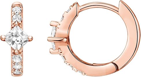 Pavoi 14k Gold Plated 925 Sterling Silver Cubic Zirconia Huggie أقراط | Solitaire Solitaire Solitaire Small Huggie Stud Fashion أقراط للنساء in Saudi Arabia