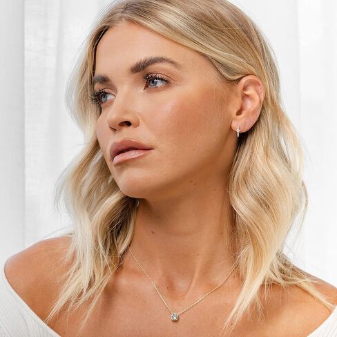 Pavoi 14k Gold Plated 925 Sterling Silver Cubic Zirconia Huggie أقراط | Solitaire Solitaire Solitaire Small Huggie Stud Fashion أقراط للنساء in Saudi Arabia