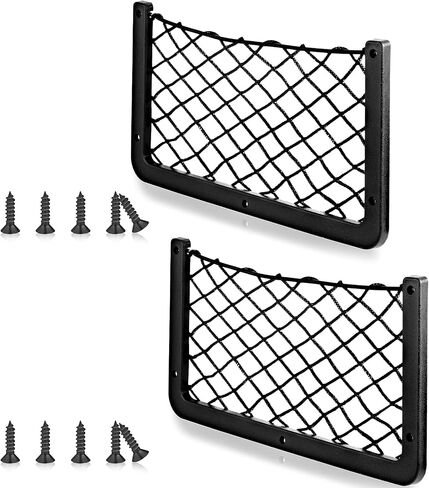 2 Pcs ABS Plastic Frame Car Storage Net Bag Phone Car Mesh Net Holder RV Storage Boat Cargo Pocket Organizer Framed Mesh Net Pocket with Screws for Auto RV Net (4, 9 x 4 Inch) in Saudi Arabia