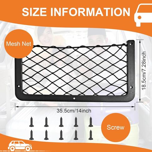 2 Pcs ABS Plastic Frame Car Storage Net Bag Phone Car Mesh Net Holder RV Storage Boat Cargo Pocket Organizer Framed Mesh Net Pocket with Screws for Auto RV Net (4, 9 x 4 Inch) in Saudi Arabia
