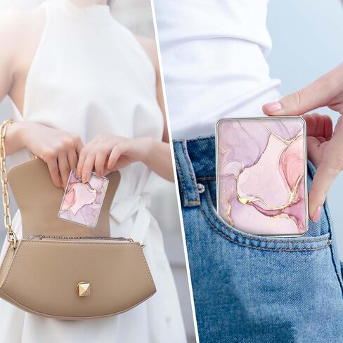 Pocket Mirror, Small Travel Mirror with Magnification, Portable Double-Sided Magnifying Cosmetic Mirror for Daily (Pink Marble) in Saudi Arabia