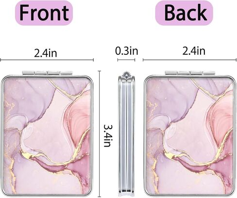 Pocket Mirror, Small Travel Mirror with Magnification, Portable Double-Sided Magnifying Cosmetic Mirror for Daily (Pink Marble) in Saudi Arabia