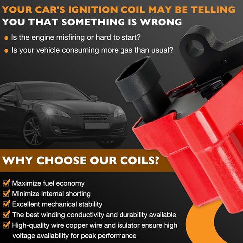 HQPASFY IGNITION COIL UF271 & شرارة الأسلاك مجموعة مجموعة من 8 متوافقة مع شيفروليه Avalanche Chevy Express Silverado 1500 2500 3500 ، GMC Savana Sierra Yukon 4.8L 5.3L 6.0L RAPALCE# D581 in Saudi Arabia