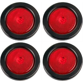 CONVEX 4pcs 2 1/2" LED Marker Clearance Light w/Reflex Reflector, Kit with 2-Prong Pigtail (PL10) & Grommet; Trailer Truck RV; Universal; Industry Standard DOT SAE Compliant (4 LEDs Red)