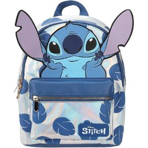 Disney Stitch Blue Leaves 12.6" White Mini Backpack