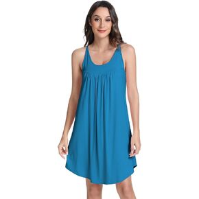 NACHILA Women's Nightgowns-Viscose Made from Bamboo, Sleeveless Sleepwear Cami Sleepdress Cool Nightwear Tank Sleepshirts