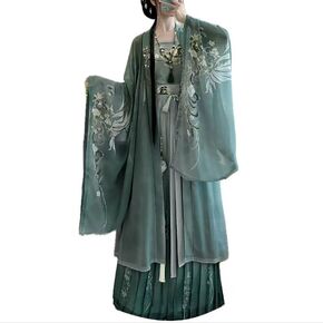 Hanfu Dress Women Chinese Traditional Vintage Hanfu Carnival Halloween Cosplay Costume Green Print Hanfu Plus Size
