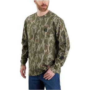 Carhartt Men's Loose Fit Heavyweight Long-Sleeve Pocket Camo Logo Graphic T-Shirt