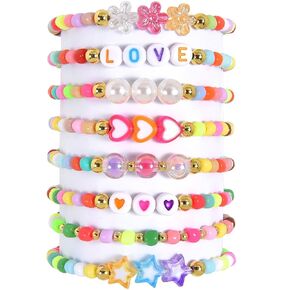 Friendship Bracelet Set for Women & Girls - Trendy Handmade Jewelry Gift with Love Charms, Rainbow Color, Boho Beads & Adjustable Design 8-Pack (Colourful Style A)