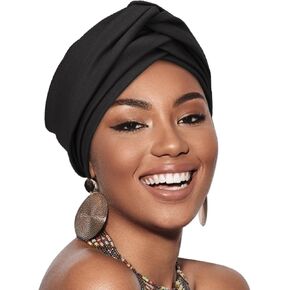 African Turban for Women Knotted Hair Wraps for Turban Head Scarf for Black Women Hair Cancer Chemo Headwear Cap