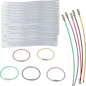 50 Pieces Luggage Tag Straps,Plastic Transparent Luggage Tag Strap with 10 Pieces Colorful Key Ring,for Name Tags,Id Cards & Bag Accessories