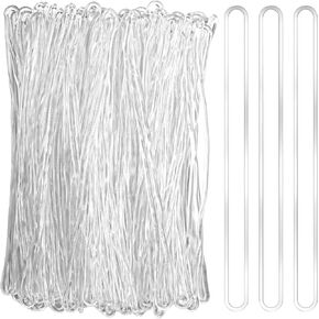 100 Pack Clear Plastic Luggage Loop Straps, 6 Inch Premium Clear Plastic Luggage Tag Loops, Worm Loops for Luggage Tags, Bulk Premium Travel Loop Straps for Bag Tags