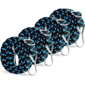 Adjustable Bungee Cords, Bungee Cords with Hooks Heavy Duty, Flat High Elastic Rubber Bungee Straps with 80 Inch for Camping, Securing Tarps, Moving Cargo, Camps, Tarps