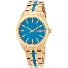 Timex 36 MM Waterbury Legacy Boyfriend - Malibu الفولاذ المقاوم للصدأ العلبة الذهب/الأزرق/نغمة حجم واحد