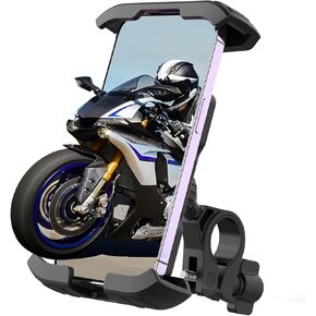Motorcycle Phone Holder Mount, Upgrade Bike Handlebar Phone Mount, Motorcycle Cell Phone Holder, Compatible with iPhone 4.7-6.8", Samsung, All Cell Phones