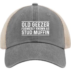 Old Geezer Formerly KNOWNS AS Stud Muffin Hat Trucker Hat Women Funny Mesh Cap for Summer Gray