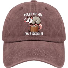 First of All I'm A Delight Possum Hats for Men Funny Opossum Possum Baseball Caps Aesthetic Washed