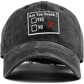 are You Drunk Yes or NoFunny Retro Baseball Cap, Adjustable Cotton Baseball Cap, Cotton Dad Hat Unisex Dark Grey