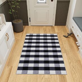 مجموعة Ottomanson Ottohome Collection التصميم غير القابل للانزلاق Rubber Runner Brud ، سجادة المنطقة - 3'3 "× 5 '، أسود/أبيض