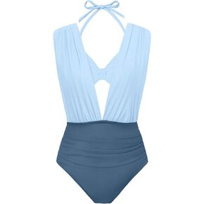 Girls Swimsuit,Sweetheart Neckline One Piece Swimsuit Halter Wide Straps One Piece Swimwear