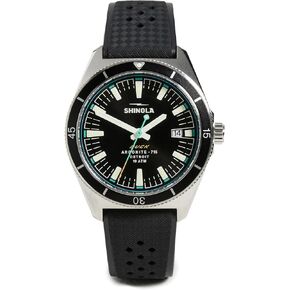 Shinola Men's Duck 3HD 40mm ، ساعة حزام مطاط أسود ، أسود ، 40 ملم