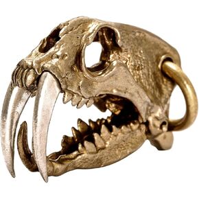 Brass Saber-Tooth Skull Bite Skull Pendant Handmade Keychain Car Key Pendant Silver Teeth,a Product,a Brass Key Ring