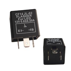 Dewhel 3-Pin CF-14 Electronic Flasher Relay Fix JL-02 12V 0.02A-20A for LED Hyper Fast Blink for Turn Signal Light Bulbs