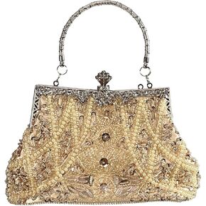 Beaded Purse Bags and Clutch- Evening Bags Wedding Women's Elegant and Stylish Handbag Collection- (black)