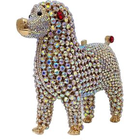 Cute Poodle Evening Bag Dog Rhinestone Purse Animal Crystal Clutch for Party Wedding Prom Handbag