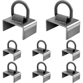 8 Pack Upgraded Weld On Steel 2x4 Stake Pockets with Welded 1/2 D-Ring for Trailer Heavy Duty for Standard Trailer Stake Pocket D-Ring and Wood