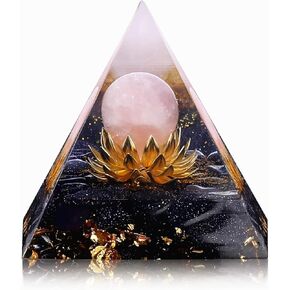 New Inspirational Crystal Orgone Pyramid Orgone Pyramids Flower of Life with Lepidolite Energy Generator for Protection Meditation Orgonite Pyramids Best Gift (Blue-4)