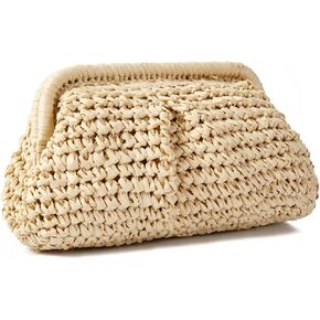 Straw Clutch Purse for Women Wedding Hand-Woved Evening Straw Handbag Party Wedding Summer Beach Bag