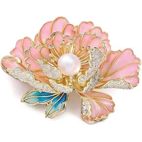 Elegant Flower Brooch Pin for Women, Stylish Vinage Crystal Pearl Rhinestones Brooches Pins Dainty Lapel Pins for Dress Accessories Jewelry