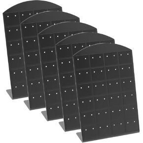 Sing F Ltd arring Rack ، 5pcs 48 ثقوبًا بلاستيكيًا ، لوحة عرض حرك على شكل حرف L ، حامل حامل منظم ، أسود