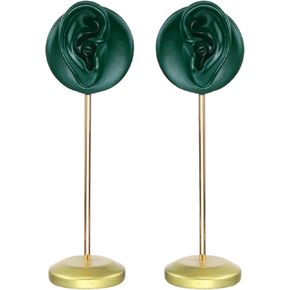 uxcell 2pcs Earring Display Stand, Left Right Ear Shape Earring Holder Ear Stud Organizer for Photography Jewelry Props, Green
