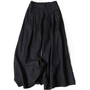 Plustrong Womens Culottes Linen Pants Casual Cropped Wide Leg Pants Palazzo Pants Capris