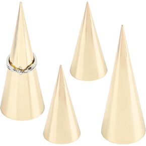 Framendino, 4 Pack 2 Sizes Metal Ring Holder Cone Shape Display Stand for Jewelry Storage