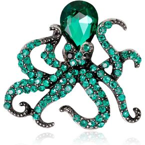 Rhinestones Octopus Brooch for Women Men Sea Animal Crystal Brooch Pin Cute Octopus Pin Brooch Christmas Halloween Birthday Party Costume Jewelry