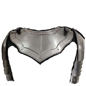 Medieval Iron Neck Gorget with Pauldrons Gothic Gorget Spaulders Arm Shoulder Set Fully Functional Warrior Armor Steel Neck Plate Armor Metal Vembrace Pair Plate Armor Costume Set (Combo)