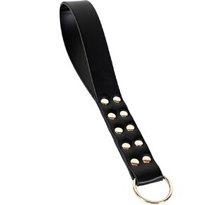 Leather Paddle with Gold-Colored Studs, Riding Crop Floggers Whip for Cosplay Costume Accessories Black 10 inch
