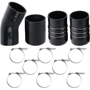 Turbo Intercooler CAC Silicone Boots & Stainless Steel Clamps Kit Compatible with 2003-2007 Ford 6.0L Powerstroke Diesel (Black)
