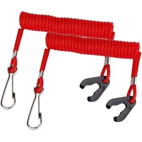 STONCEL 2PC Safety Boat Motor Outboard Kill Switch Key Lanyard Ignition Red