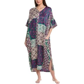 Natori Womens Tapestry Zip Caftan طول: 52 "