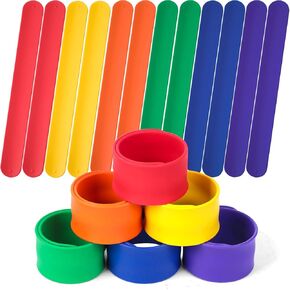 LovesTown 12PCS Slap Bracelets Bulk, Colorful Snap Bracelets Silicone Slap Bracelets for DIY Goodie Bag Fillers School Classroom Rewards
