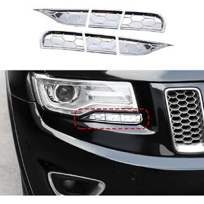 CheroCar Fit for Jeep Grand Cherokee Accessories Chrome ABS Headlight Cleaning Trim Cover Decor Headlight Cleaning Cover for Jeep Grand Cherokee 2014 2015 2016 Exterior Accessories